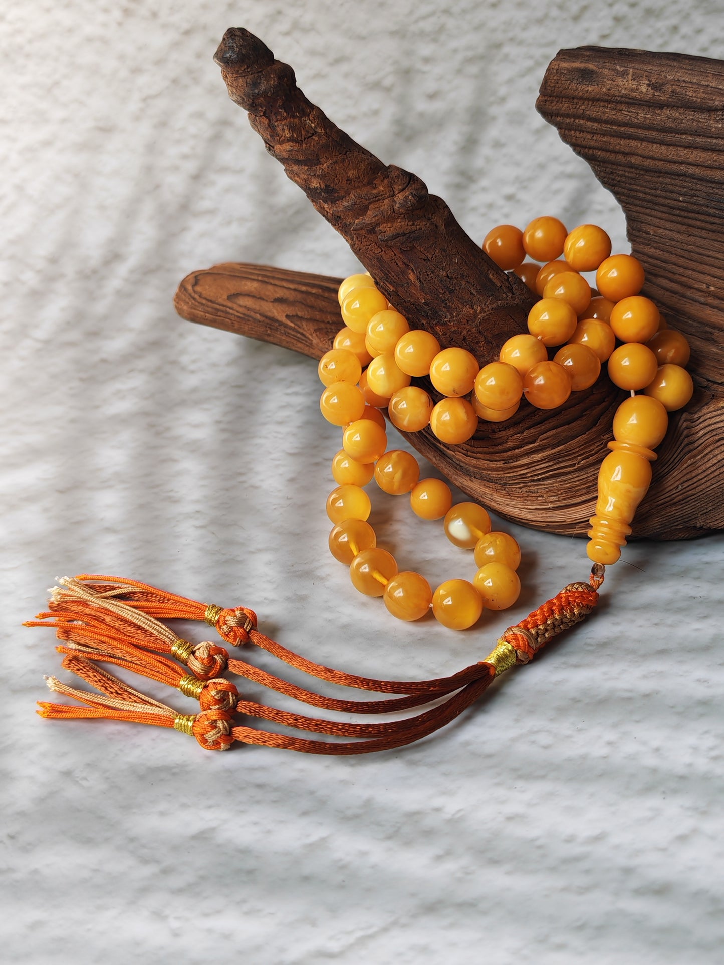 Antique Natural Baltic Amber Misbah | 66 Beads | Aged Dark Honey