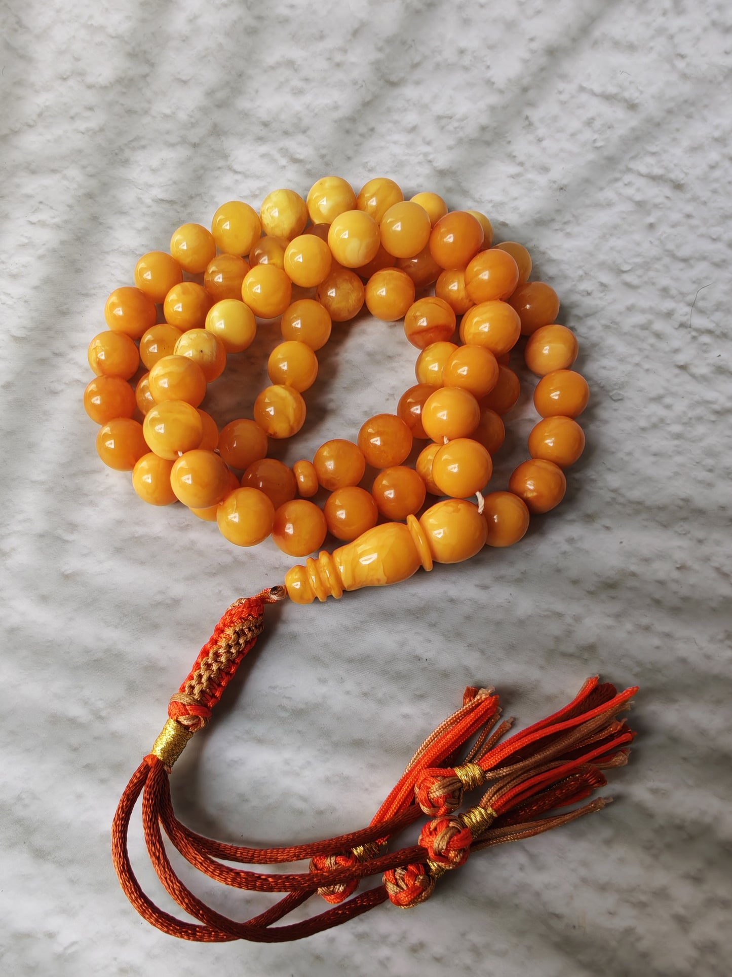 Antique Natural Baltic Amber Misbah | 66 Beads | Aged Dark Honey