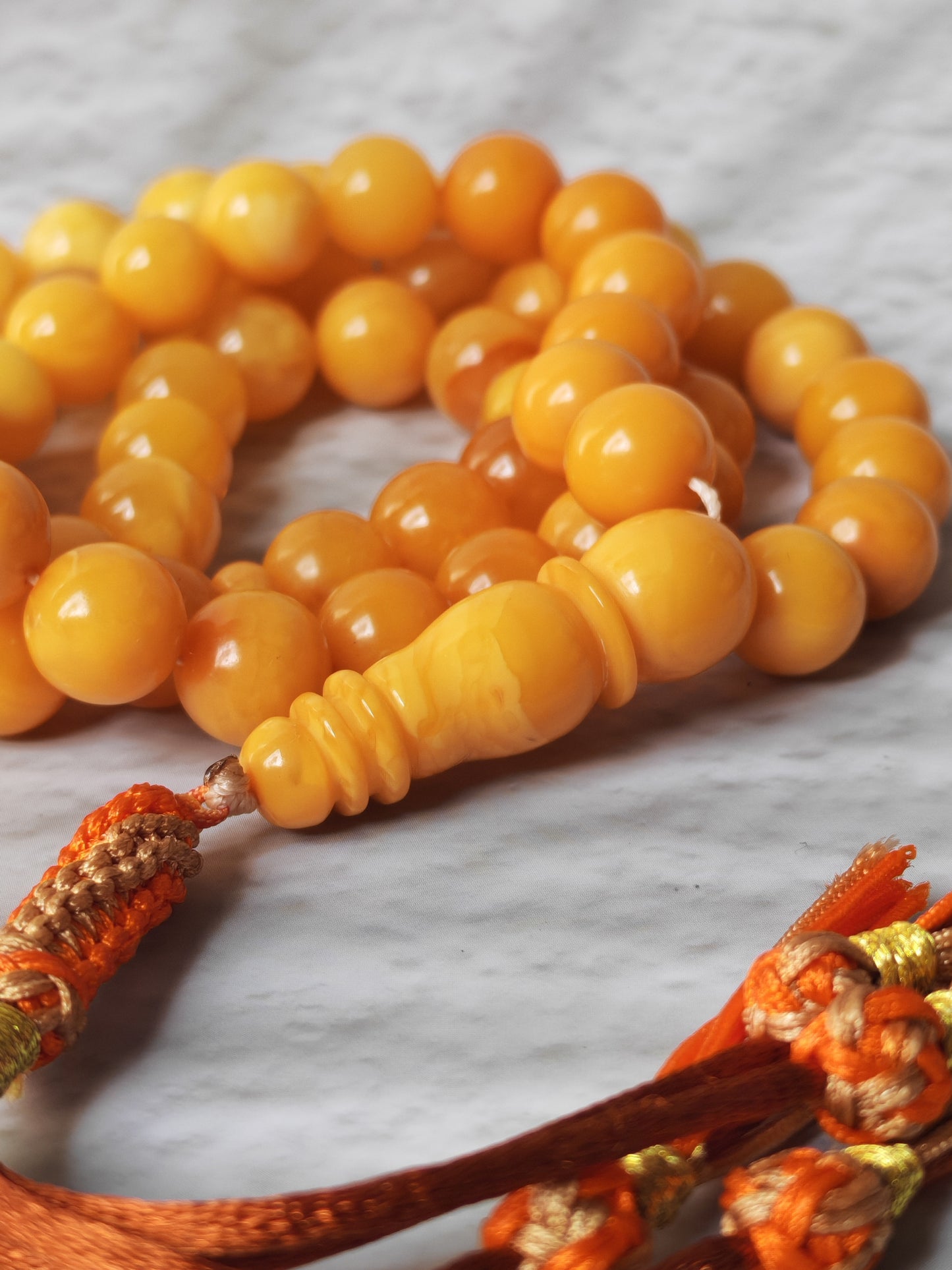 Antique Natural Baltic Amber Misbah | 66 Beads | Aged Dark Honey