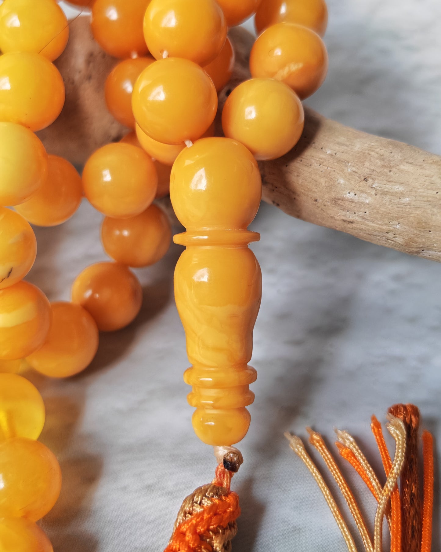 Antique Natural Baltic Amber Misbah | 66 Beads | Aged Dark Honey