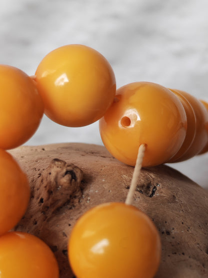 Antique Natural Baltic Amber Misbah | 66 Beads | Aged Dark Honey
