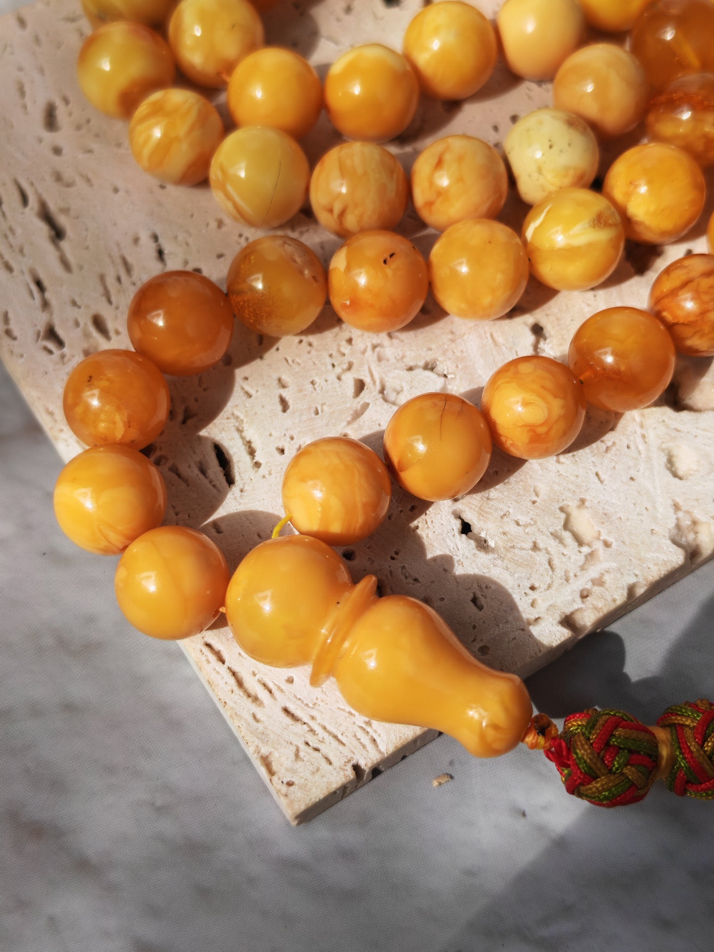 Antique Natural Marble Baltic Amber Rosary | 45+3 Beads | Short Imami Design