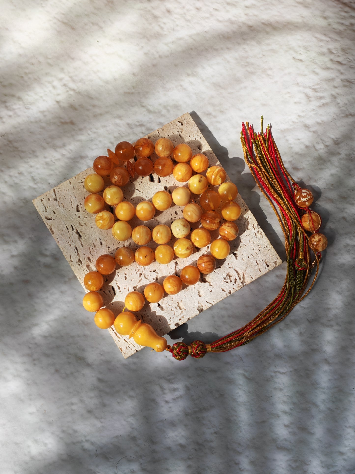 Antique Natural Marble Baltic Amber Rosary | 45+3 Beads | Short Imami Design