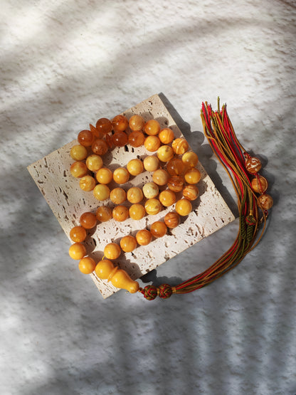 Antique Natural Marble Baltic Amber Rosary | 45+3 Beads | Short Imami Design