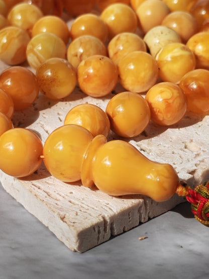 Antique Natural Marble Baltic Amber Rosary | 45+3 Beads | Short Imami Design