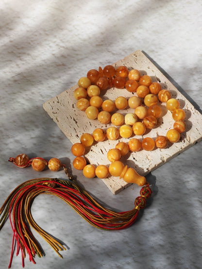 Antique Natural Marble Baltic Amber Rosary | 45+3 Beads | Short Imami Design