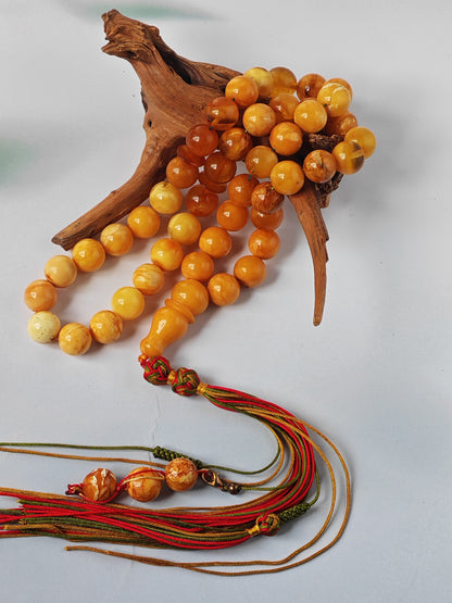Antique Natural Marble Baltic Amber Rosary | 45+3 Beads | Short Imami Design