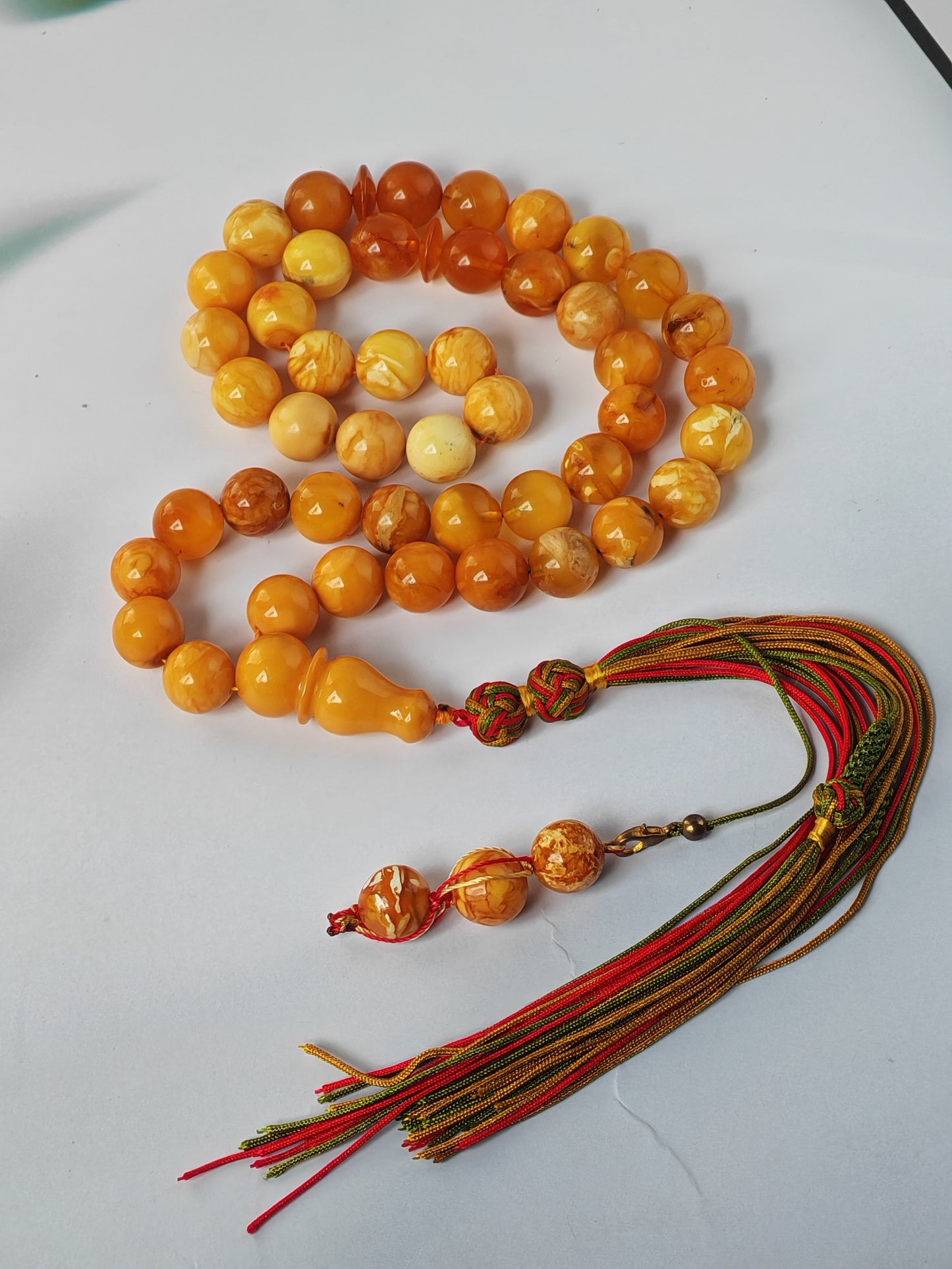 Antique Natural Marble Baltic Amber Rosary | 45+3 Beads | Short Imami Design