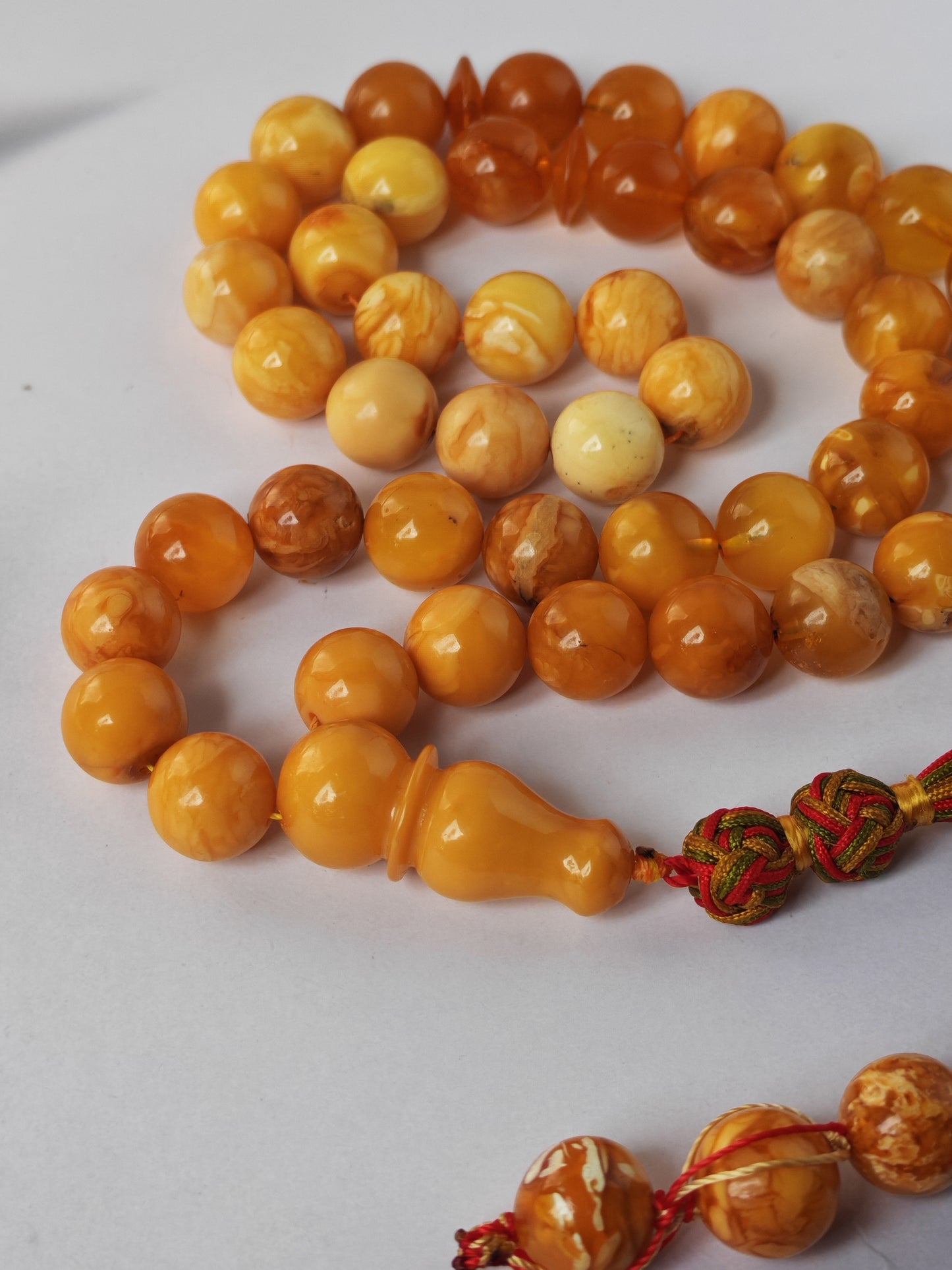 Antique Natural Marble Baltic Amber Rosary | 45+3 Beads | Short Imami Design