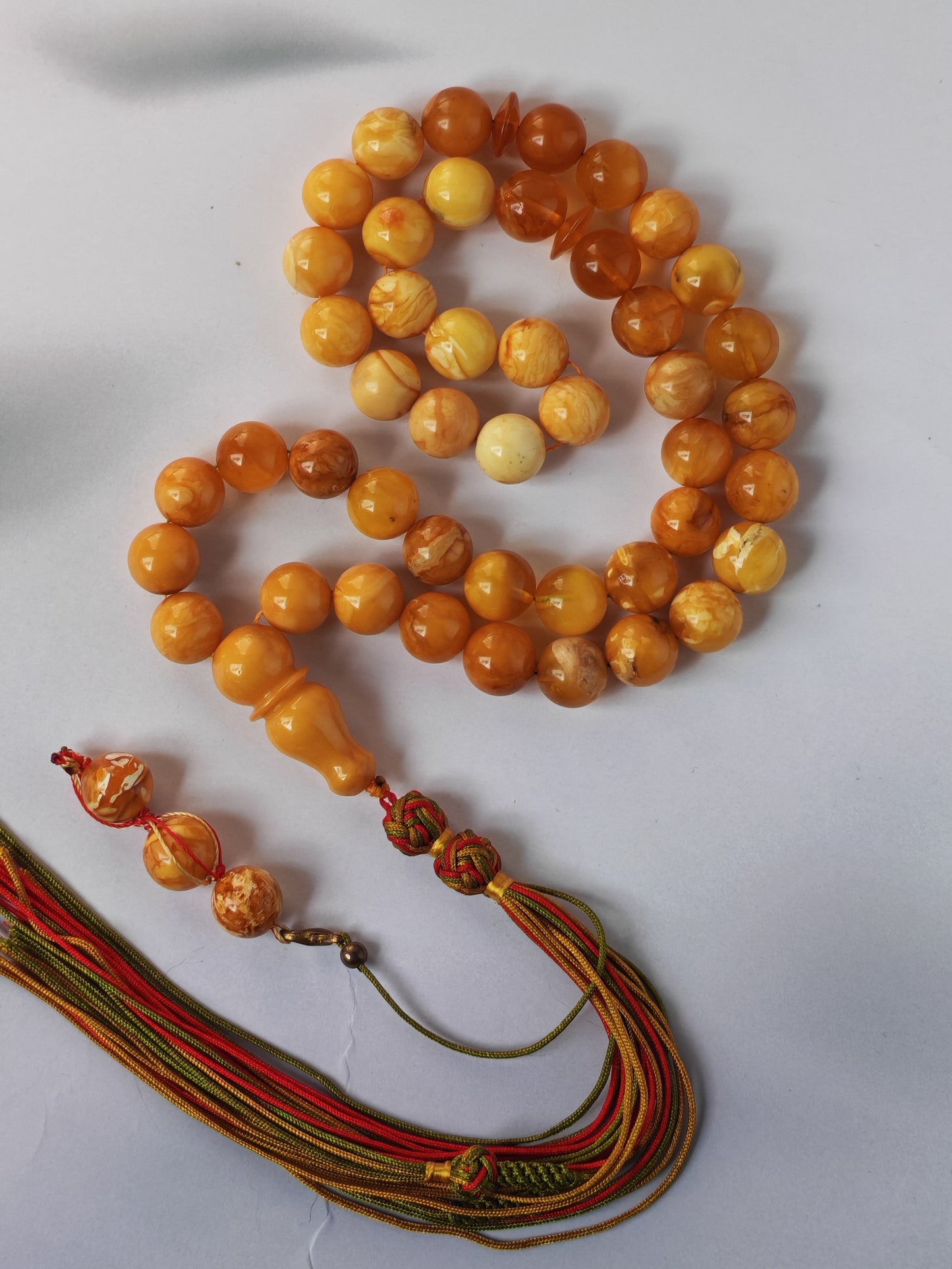 Antique Natural Marble Baltic Amber Rosary | 45+3 Beads | Short Imami Design