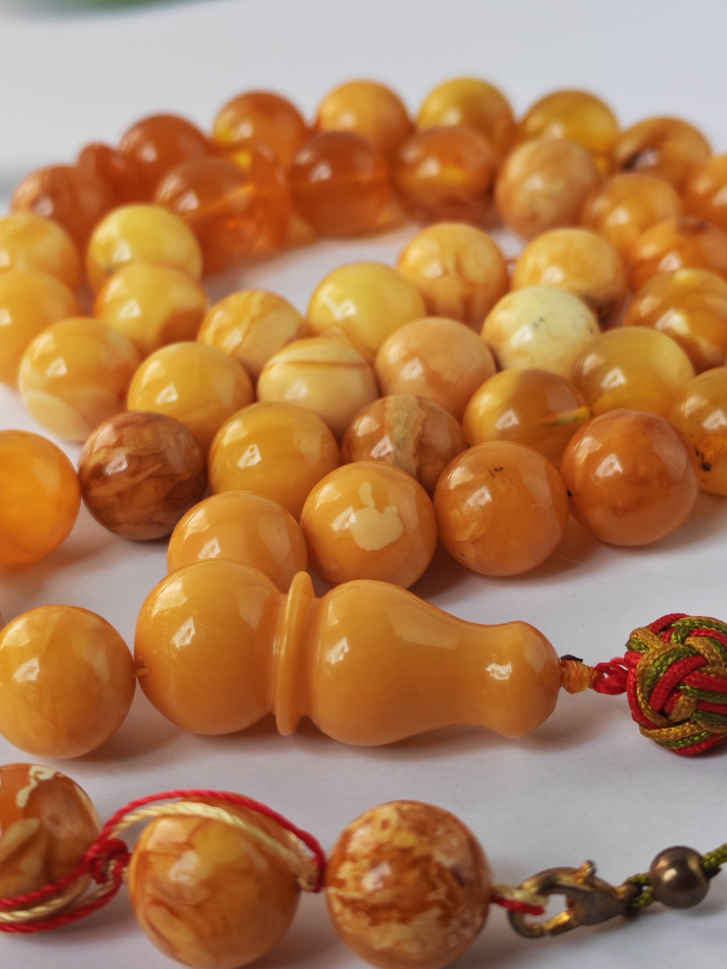 Antique Natural Marble Baltic Amber Rosary | 45+3 Beads | Short Imami Design