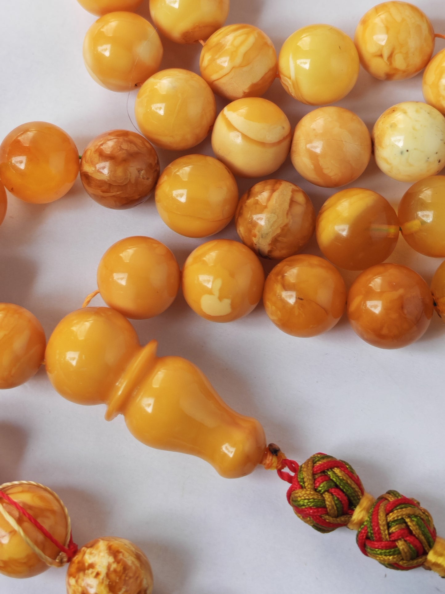 Antique Natural Marble Baltic Amber Rosary | 45+3 Beads | Short Imami Design