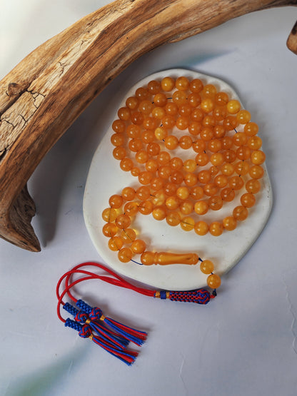 Aged Natural Baltic Amber Tasbih | 99 Beads + 2 spare | Half Half Pattern | Antique