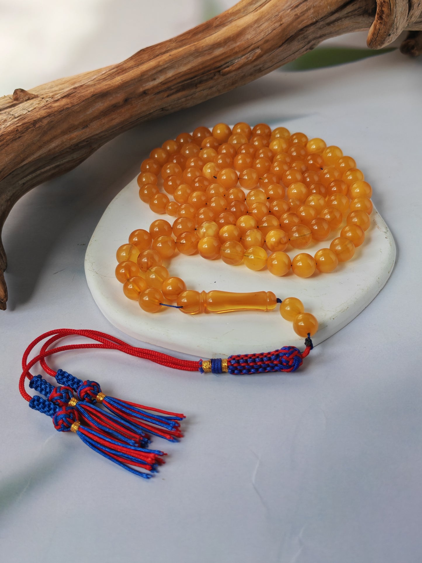 Aged Natural Baltic Amber Tasbih | 99 Beads + 2 spare | Half Half Pattern | Antique