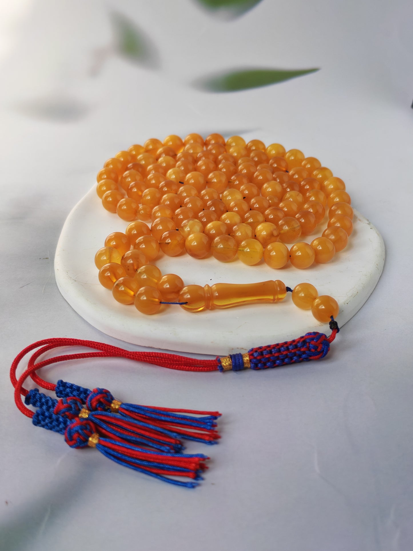 Aged Natural Baltic Amber Tasbih | 99 Beads + 2 spare | Half Half Pattern | Antique