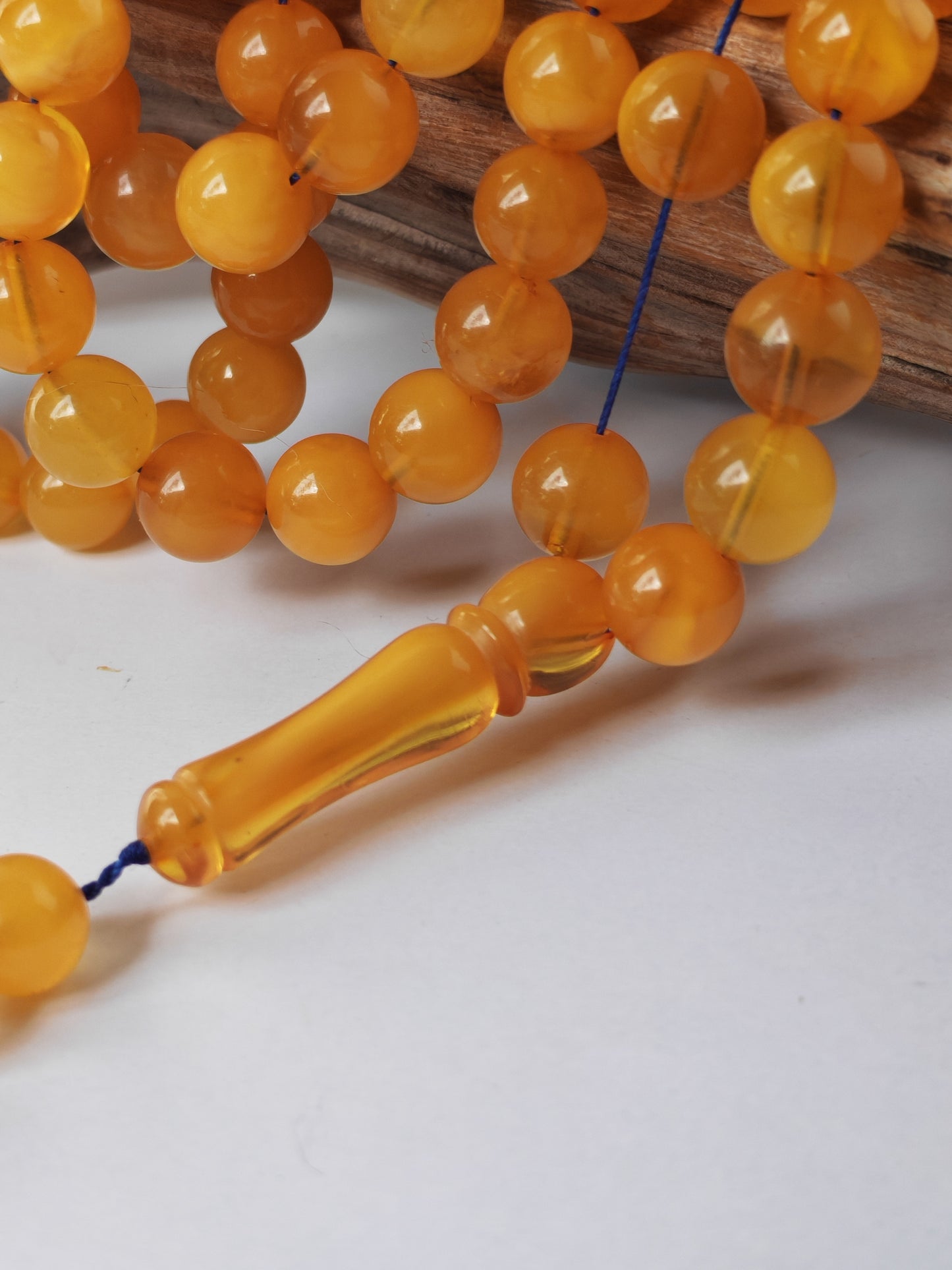 Aged Natural Baltic Amber Tasbih | 99 Beads + 2 spare | Half Half Pattern | Antique