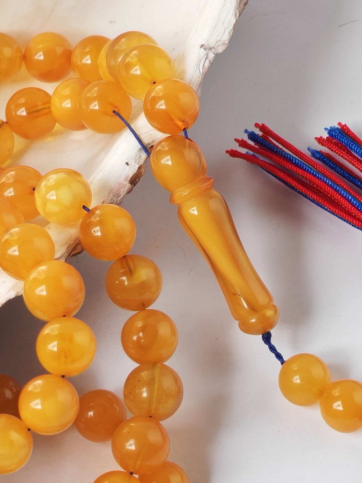 Aged Natural Baltic Amber Tasbih | 99 Beads + 2 spare | Half Half Pattern | Antique