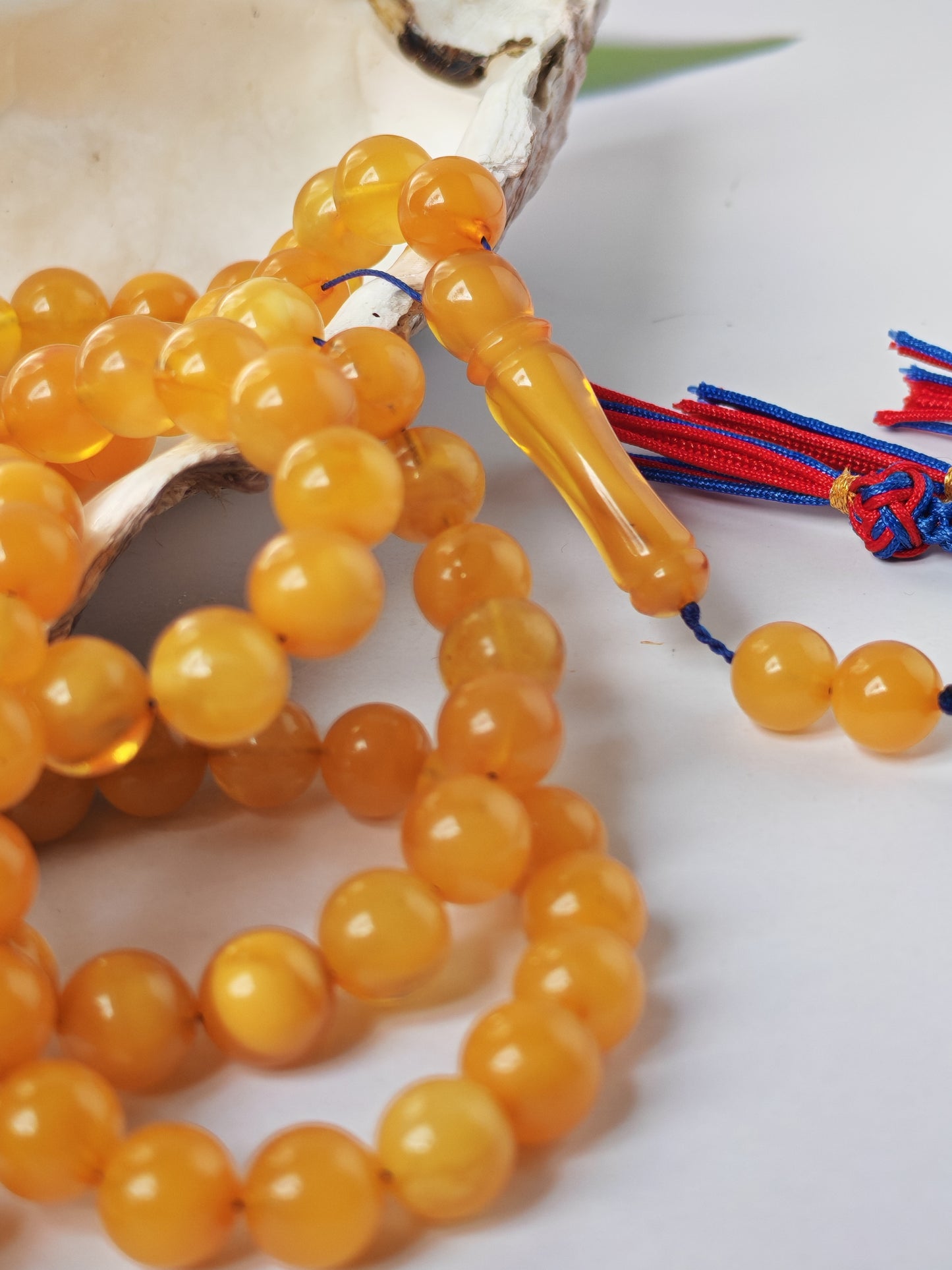 Aged Natural Baltic Amber Tasbih | 99 Beads + 2 spare | Half Half Pattern | Antique