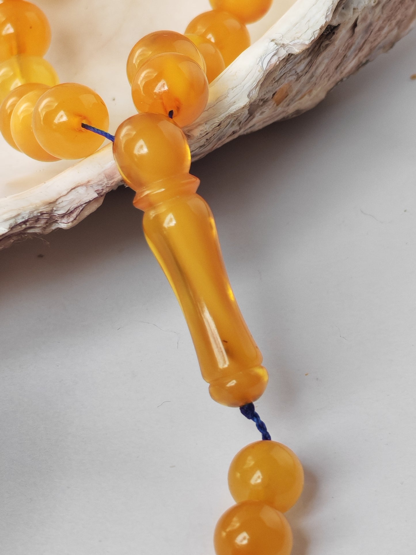 Aged Natural Baltic Amber Tasbih | 99 Beads + 2 spare | Half Half Pattern | Antique