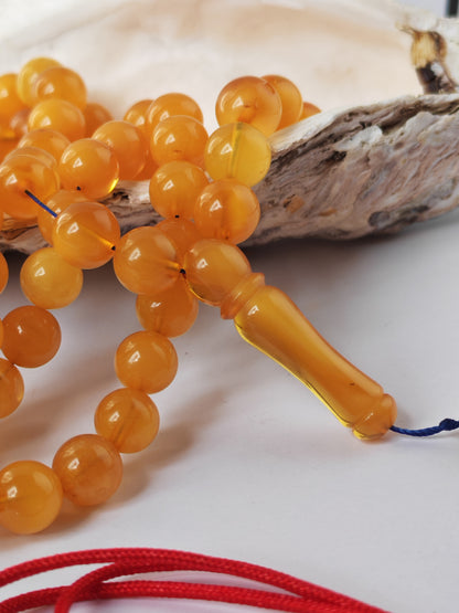 Aged Natural Baltic Amber Tasbih | 99 Beads + 2 spare | Half Half Pattern | Antique