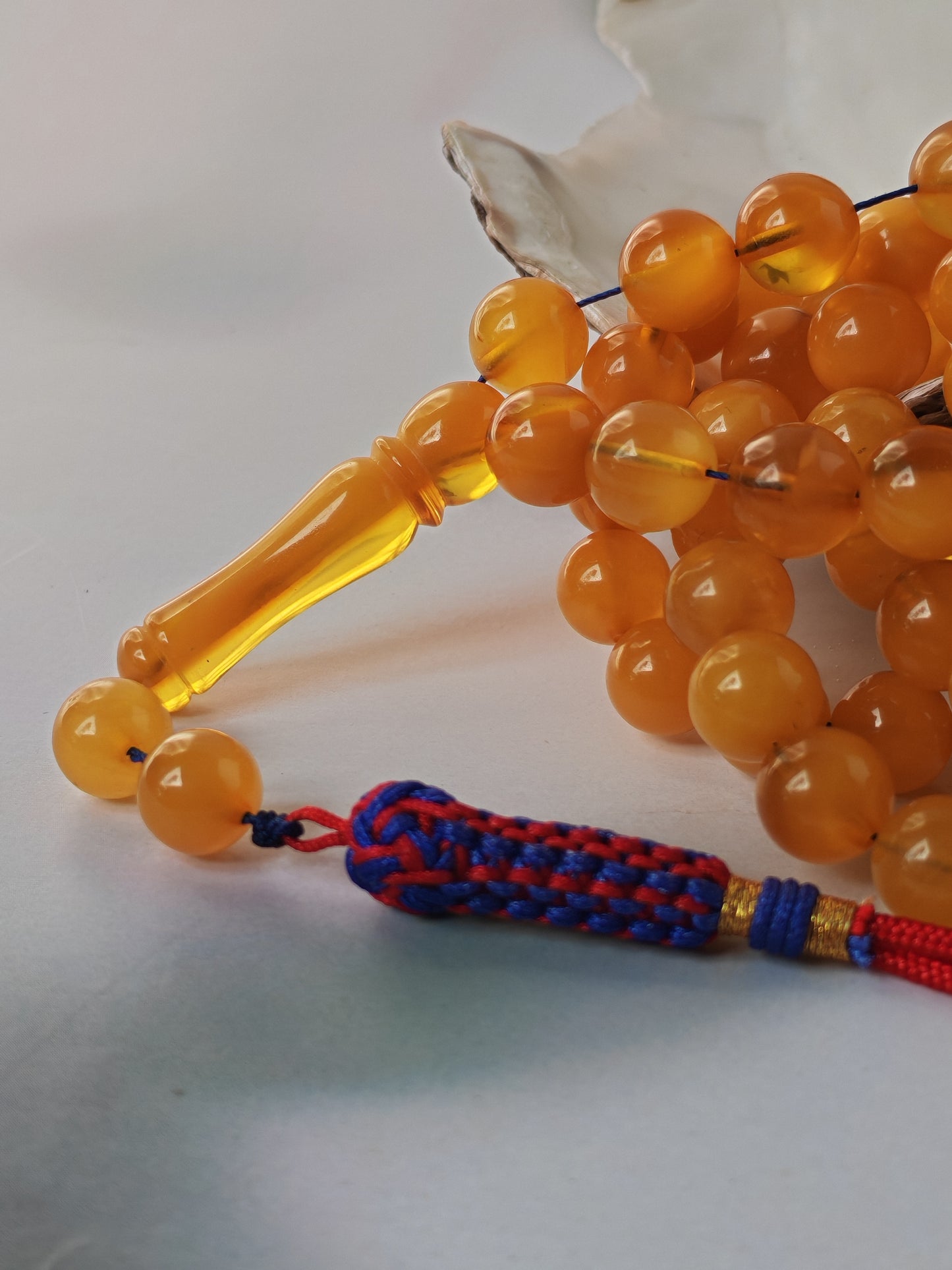 Aged Natural Baltic Amber Tasbih | 99 Beads + 2 spare | Half Half Pattern | Antique
