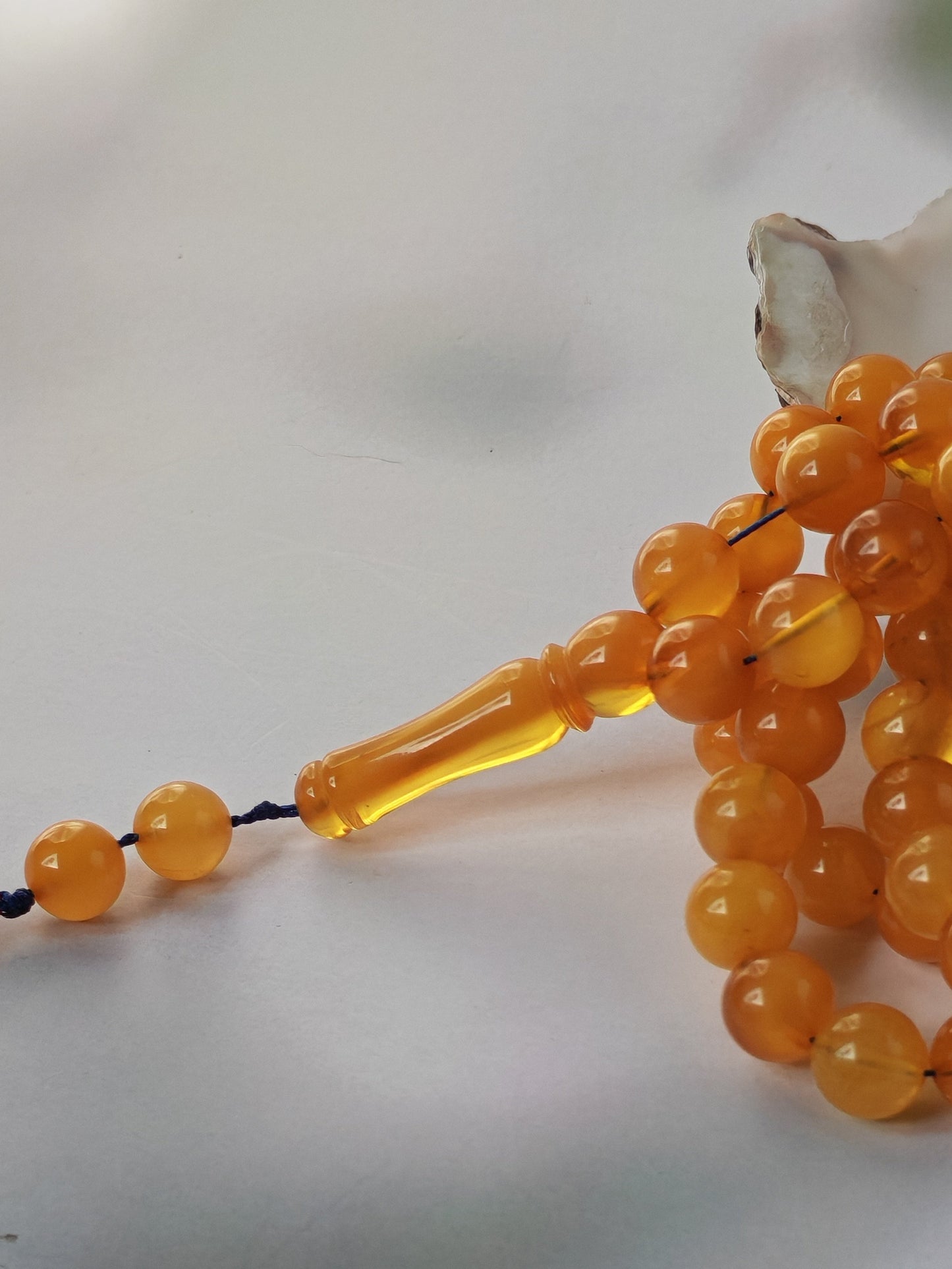Aged Natural Baltic Amber Tasbih | 99 Beads + 2 spare | Half Half Pattern | Antique
