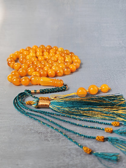 Dark Aged Natural Baltic Amber Misbah | 66 Beads + 3 spare | Antique Color | Aged Honey