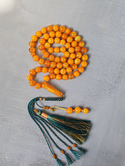 Dark Aged Natural Baltic Amber Misbah | 66 Beads + 3 spare | Antique Color | Aged Honey