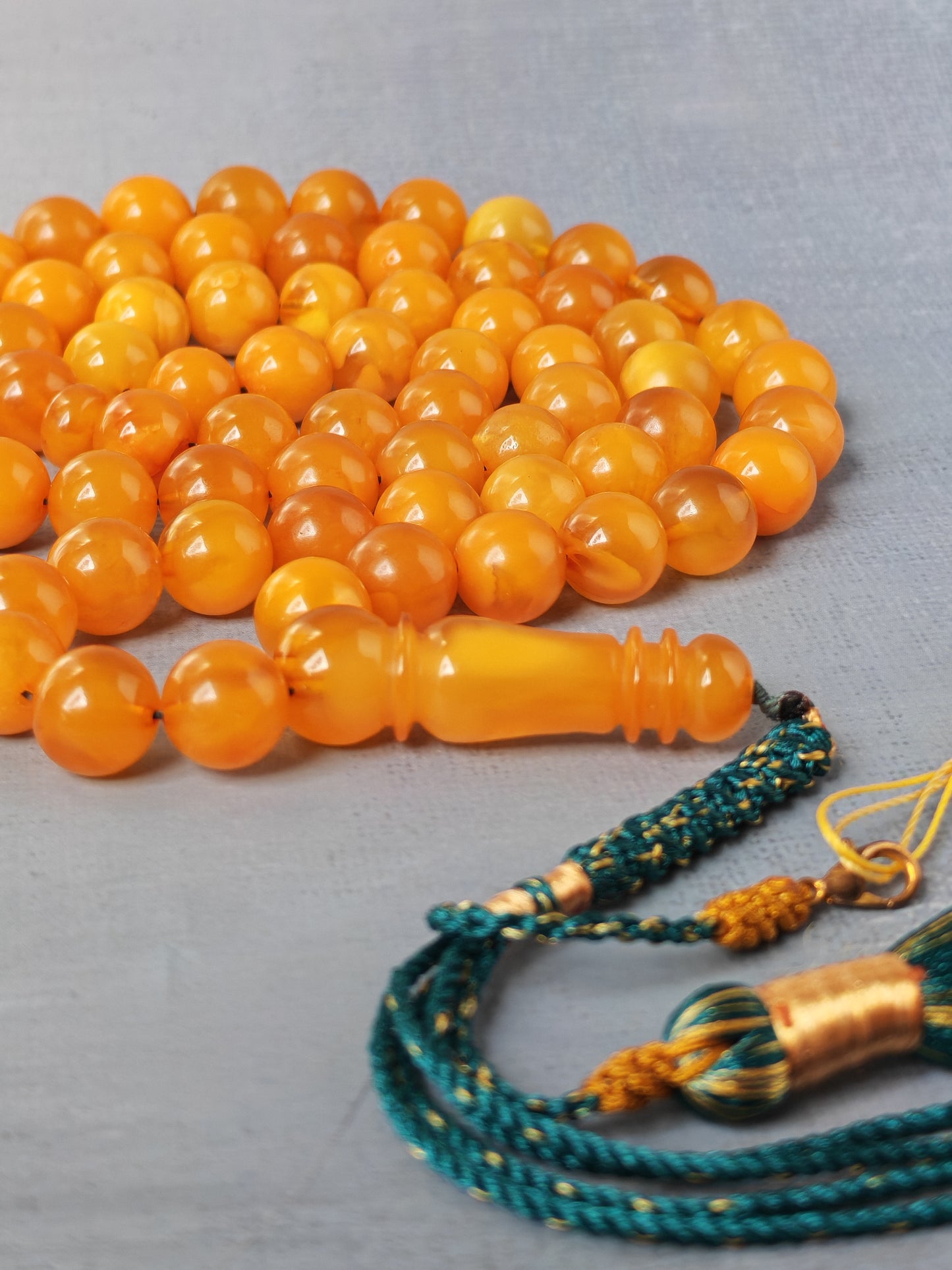 Dark Aged Natural Baltic Amber Misbah | 66 Beads + 3 spare | Antique Color | Aged Honey