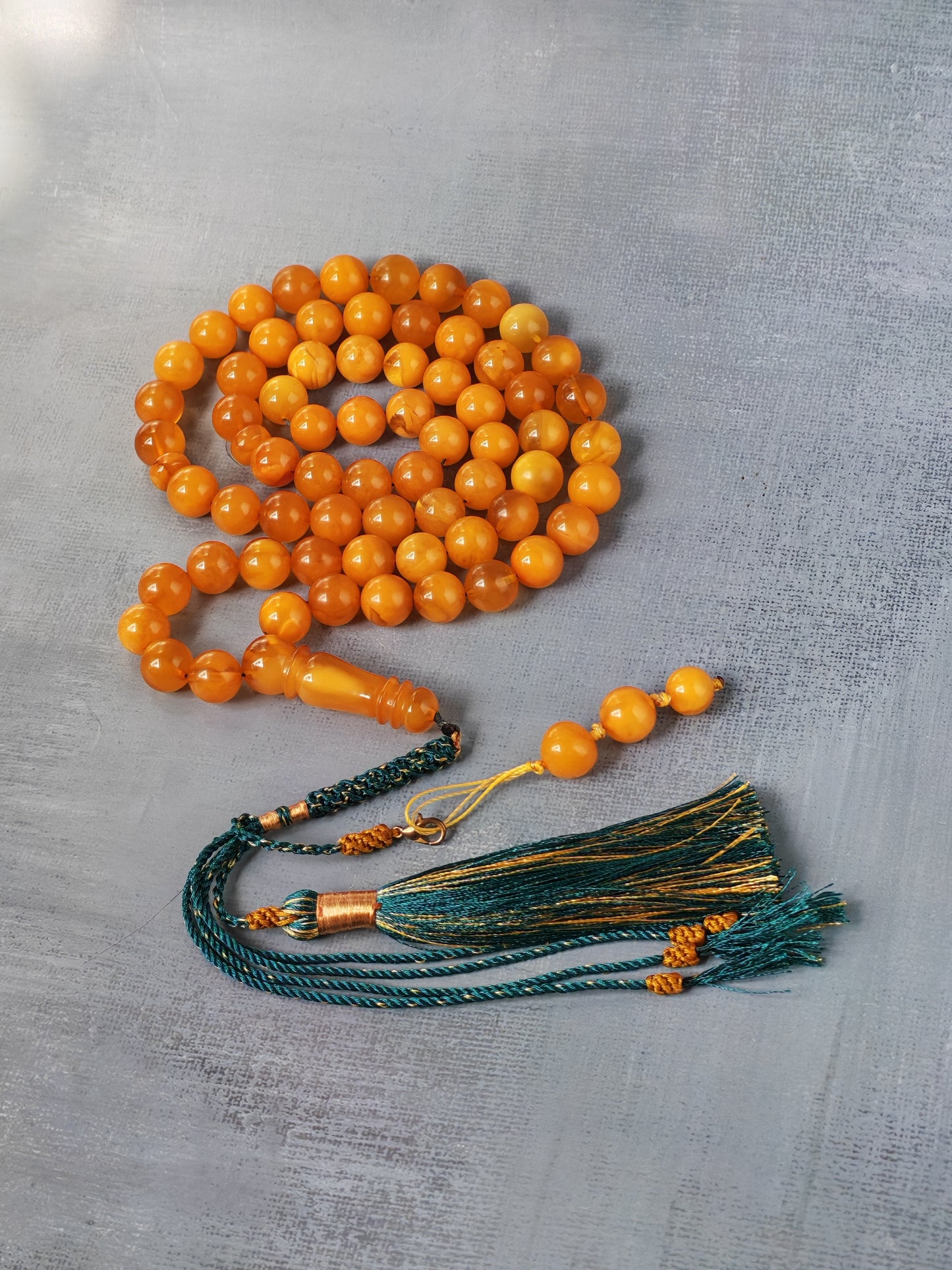 Dark Aged Natural Baltic Amber Misbah | 66 Beads + 3 spare | Antique Color | Aged Honey
