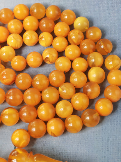 Dark Aged Natural Baltic Amber Misbah | 66 Beads + 3 spare | Antique Color | Aged Honey