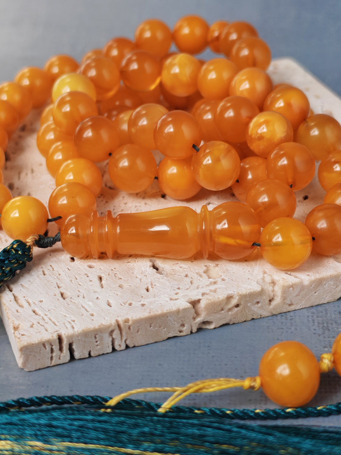 Dark Aged Natural Baltic Amber Misbah | 66 Beads + 3 spare | Antique Color | Aged Honey