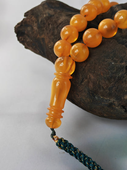 Dark Aged Natural Baltic Amber Misbah | 66 Beads + 3 spare | Antique Color | Aged Honey