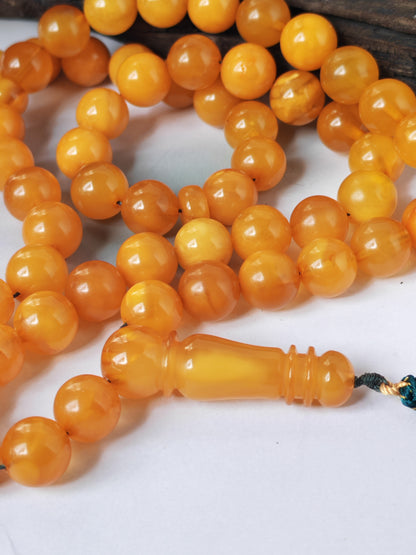 Dark Aged Natural Baltic Amber Misbah | 66 Beads + 3 spare | Antique Color | Aged Honey