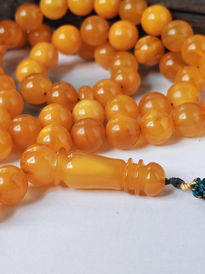 Dark Aged Natural Baltic Amber Misbah | 66 Beads + 3 spare | Antique Color | Aged Honey