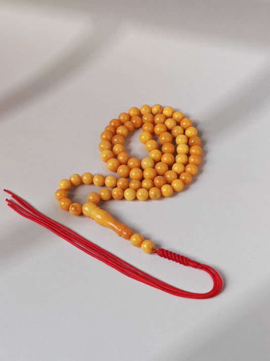 Natural Antique Baltic Amber Tasbih – 66 Beads | Aged Butterscotch & Honey