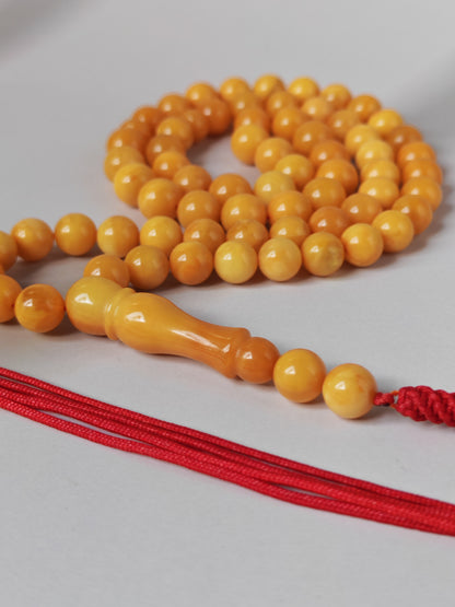 Natural Antique Baltic Amber Tasbih – 66 Beads | Aged Butterscotch & Honey