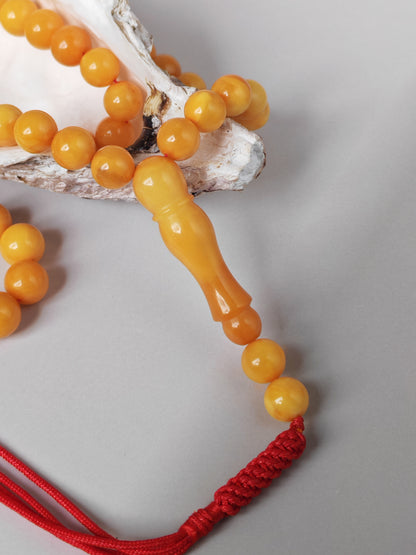 Natural Antique Baltic Amber Tasbih – 66 Beads | Aged Butterscotch & Honey