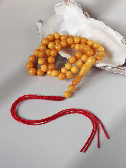 Natural Antique Baltic Amber Tasbih – 66 Beads | Aged Butterscotch & Honey