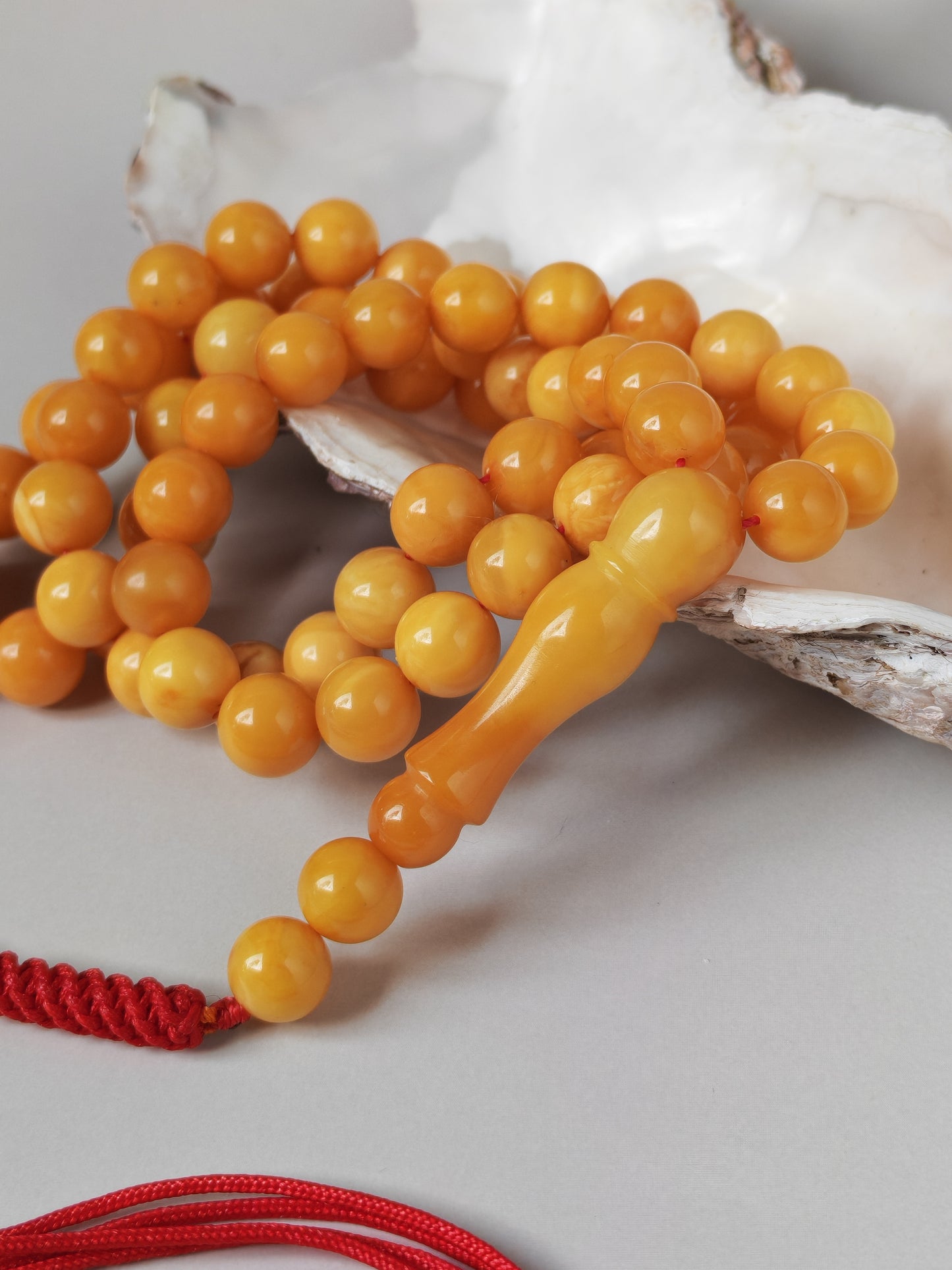 Natural Antique Baltic Amber Tasbih – 66 Beads | Aged Butterscotch & Honey