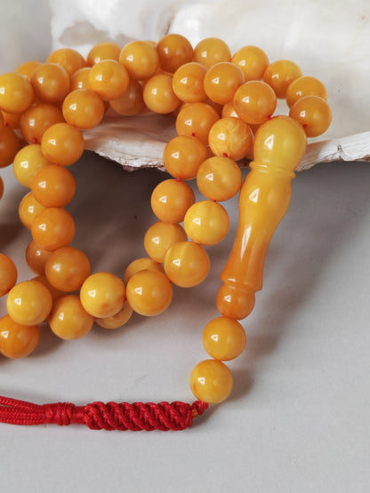 Natural Antique Baltic Amber Tasbih – 66 Beads | Aged Butterscotch & Honey