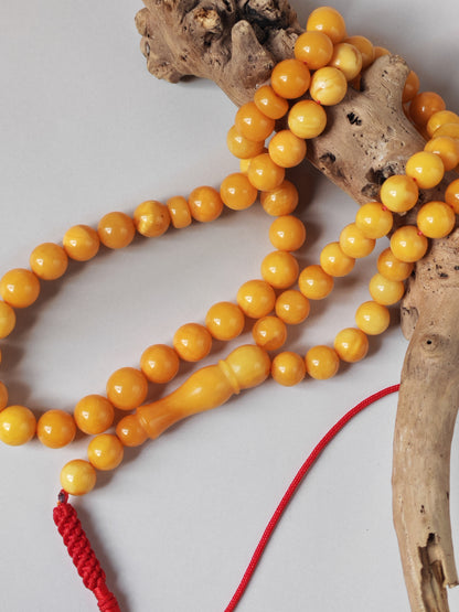 Natural Antique Baltic Amber Tasbih – 66 Beads | Aged Butterscotch & Honey