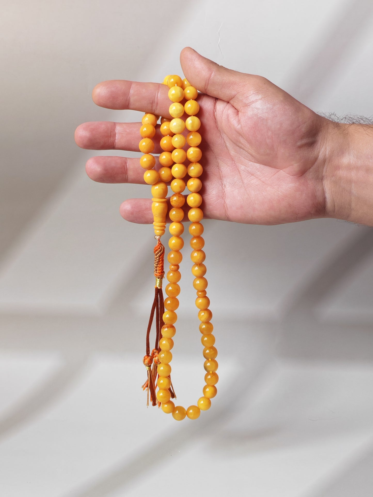 Antique Natural Baltic Amber Misbah | 66 Beads | Aged Dark Honey
