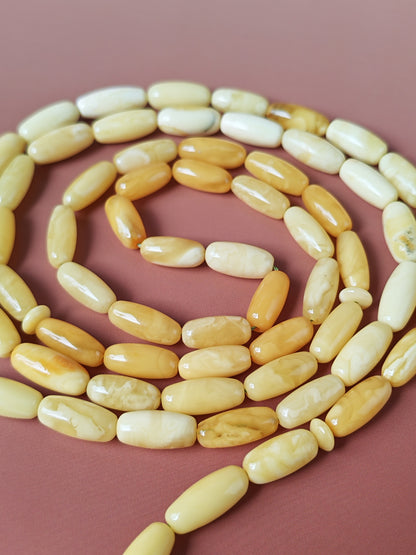 Super Long Capsule Shaped Baltic Amber Rosary – 69 Beads | 29g | 60cm