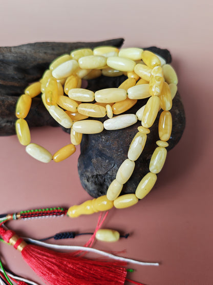 Super Long Capsule Shaped Baltic Amber Rosary – 69 Beads | 29g | 60cm