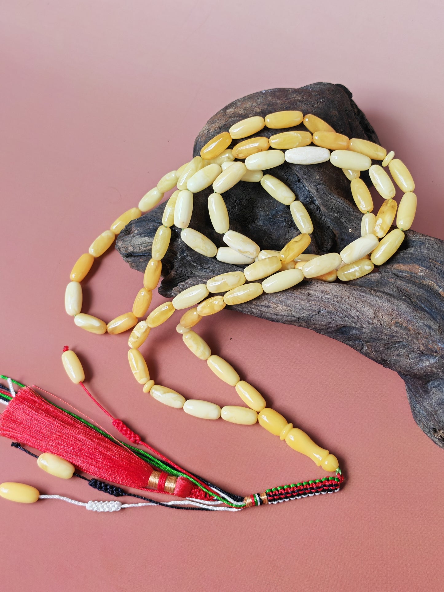 Super Long Capsule Shaped Baltic Amber Rosary – 69 Beads | 29g | 60cm