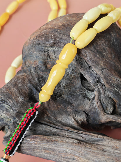 Super Long Capsule Shaped Baltic Amber Rosary – 69 Beads | 29g | 60cm
