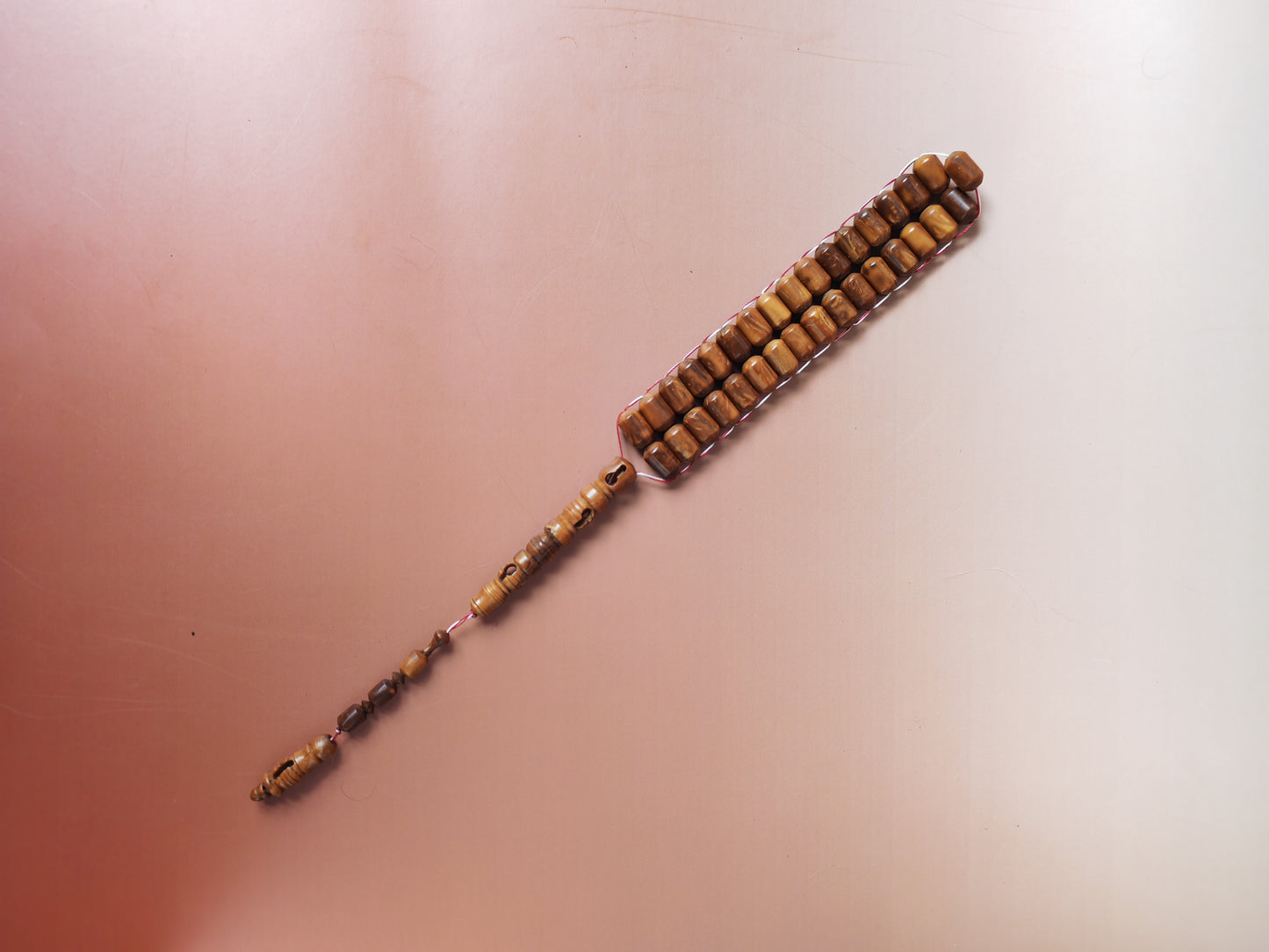 Kokka Seed Wood Tasbih | 33 Barrel Beads | Flat Design | Double String | Carved Imami | 28.1g