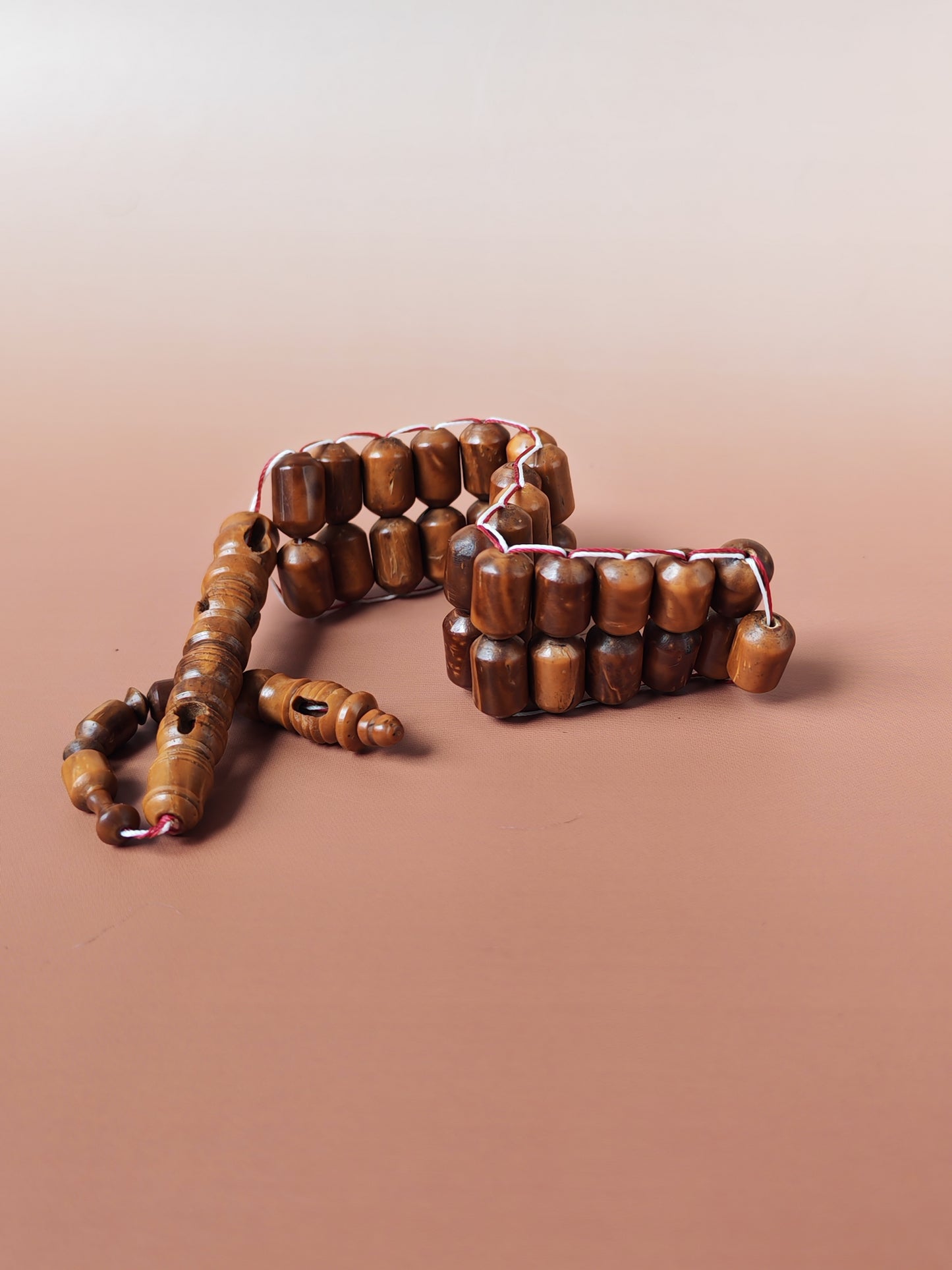 Kokka Seed Wood Tasbih | 33 Barrel Beads | Flat Design | Double String | Carved Imami | 28.1g