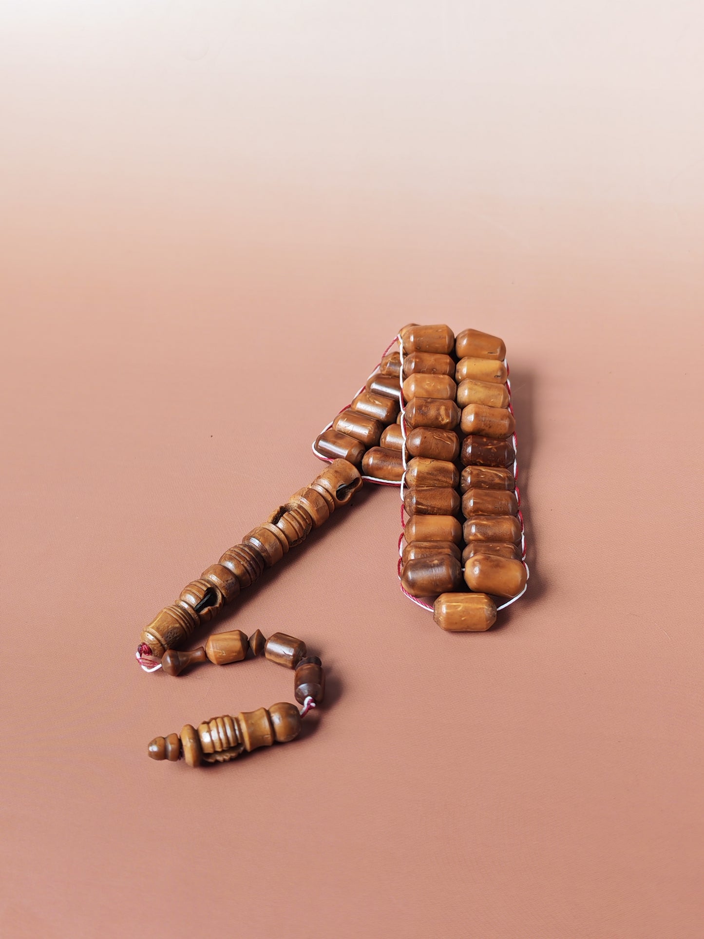 Kokka Seed Wood Tasbih | 33 Barrel Beads | Flat Design | Double String | Carved Imami | 28.1g